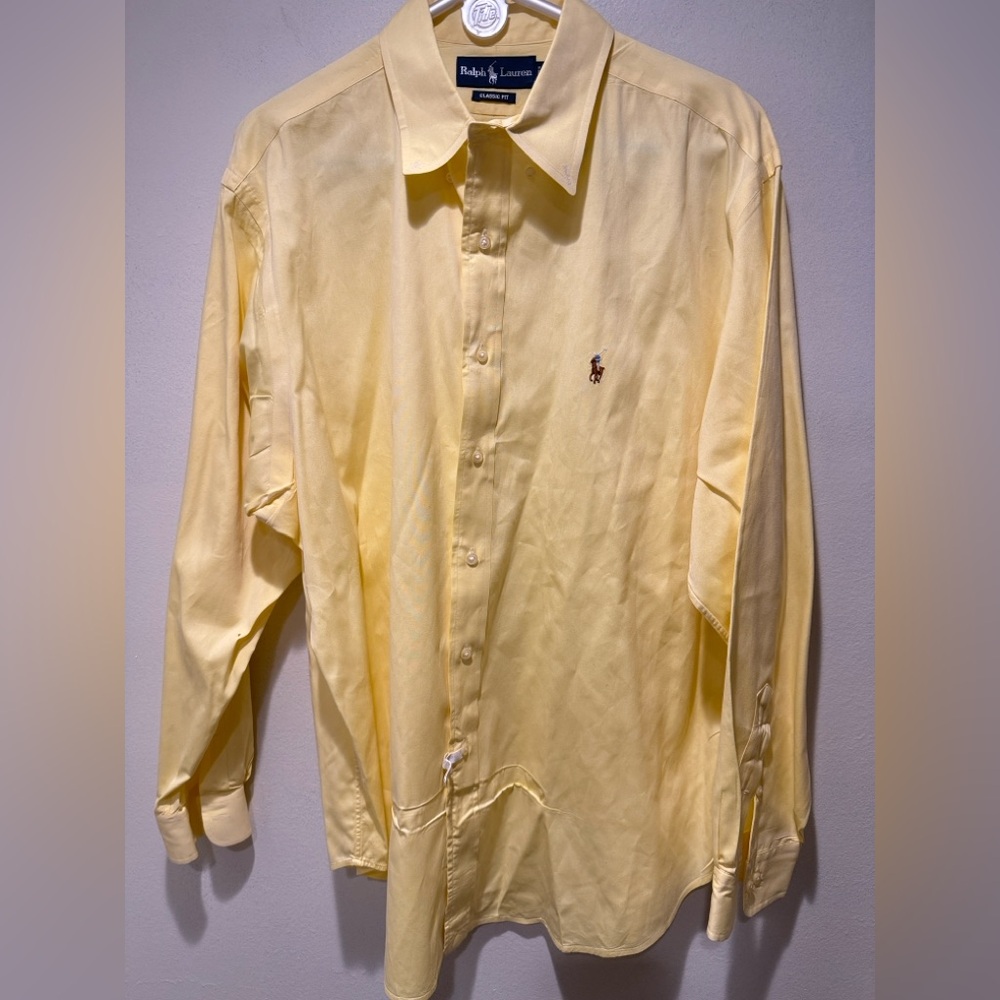 Ralph Lauren Butter Yellow Classic Fit Long Sleeve Button Down Shirt Size 17.5